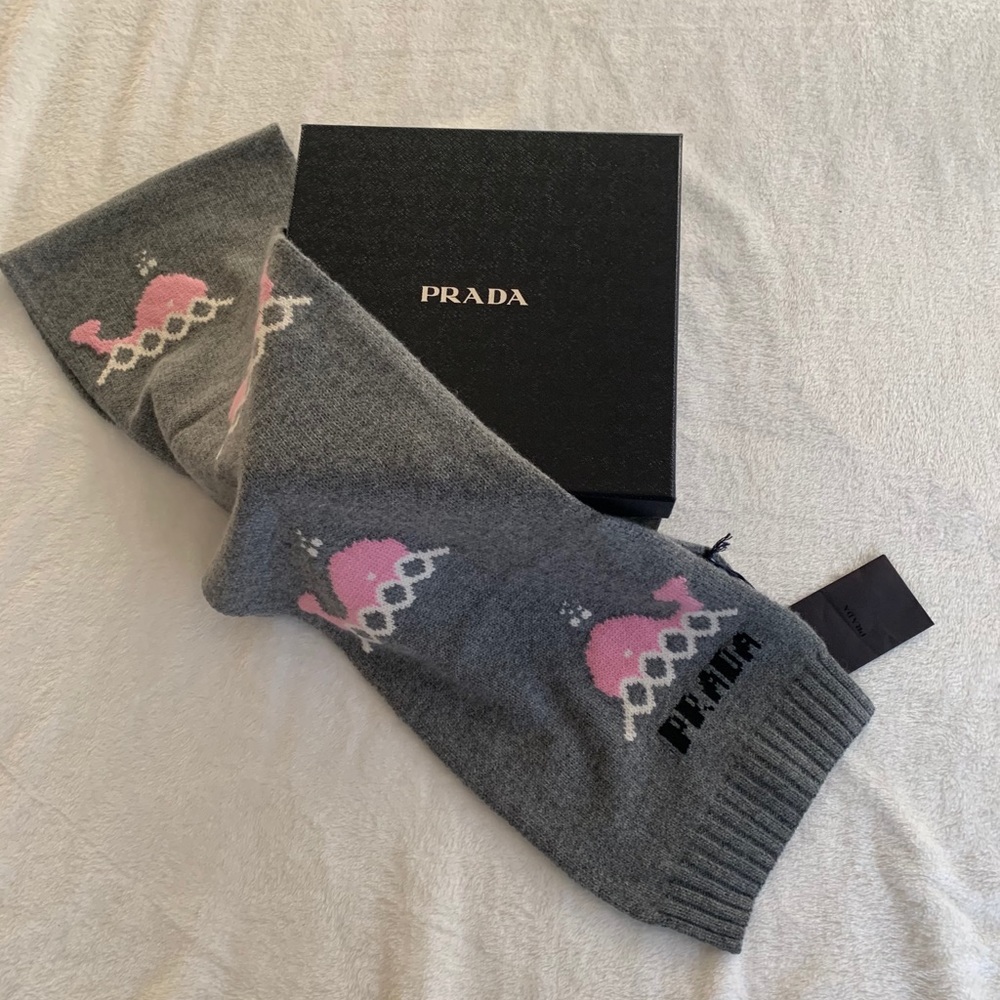 Prada Whale Intarsia Knit Scarf